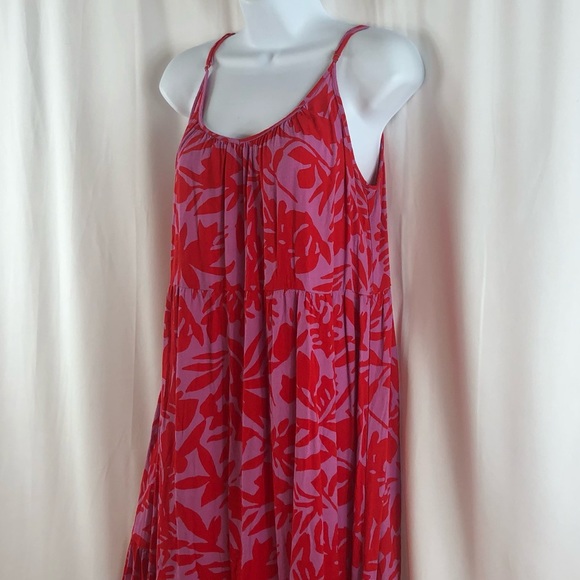 Loft floral rayon tiered spaghetti strap midi dress S - Picture 10 of 15